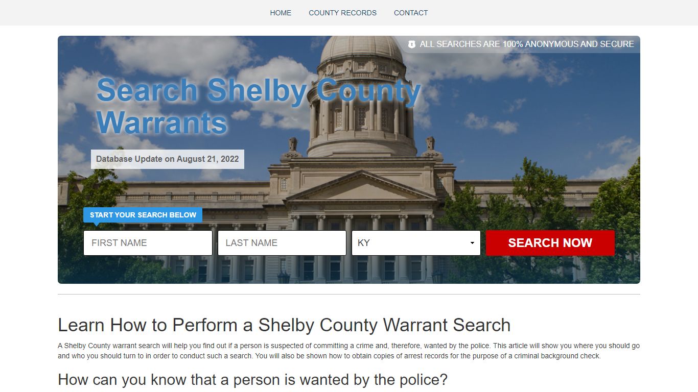 A Guide to Shelby County Warrant Search & Inmate Lookup
